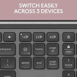 Logitech MK955 Signature Slim Wireless Keyboard And Mouse Combo, Full Size, Graphite, 920-012425