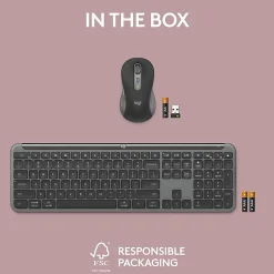 Logitech MK955 Signature Slim Wireless Keyboard And Mouse Combo, Full Size, Graphite, 920-012425