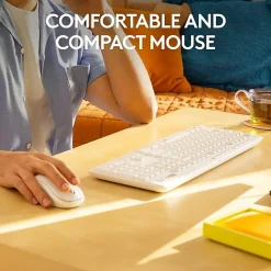 Logitech MK295 Silent Wireless Combo - USB Wireless Wi-Fi/RF - Off White - USB Wireless Wi-Fi Mouse - Off White - AA, AAA - Compatible with Computer