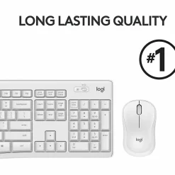 Logitech MK295 Silent Wireless Combo - USB Wireless Wi-Fi/RF - Off White - USB Wireless Wi-Fi Mouse - Off White - AA, AAA - Compatible with Computer