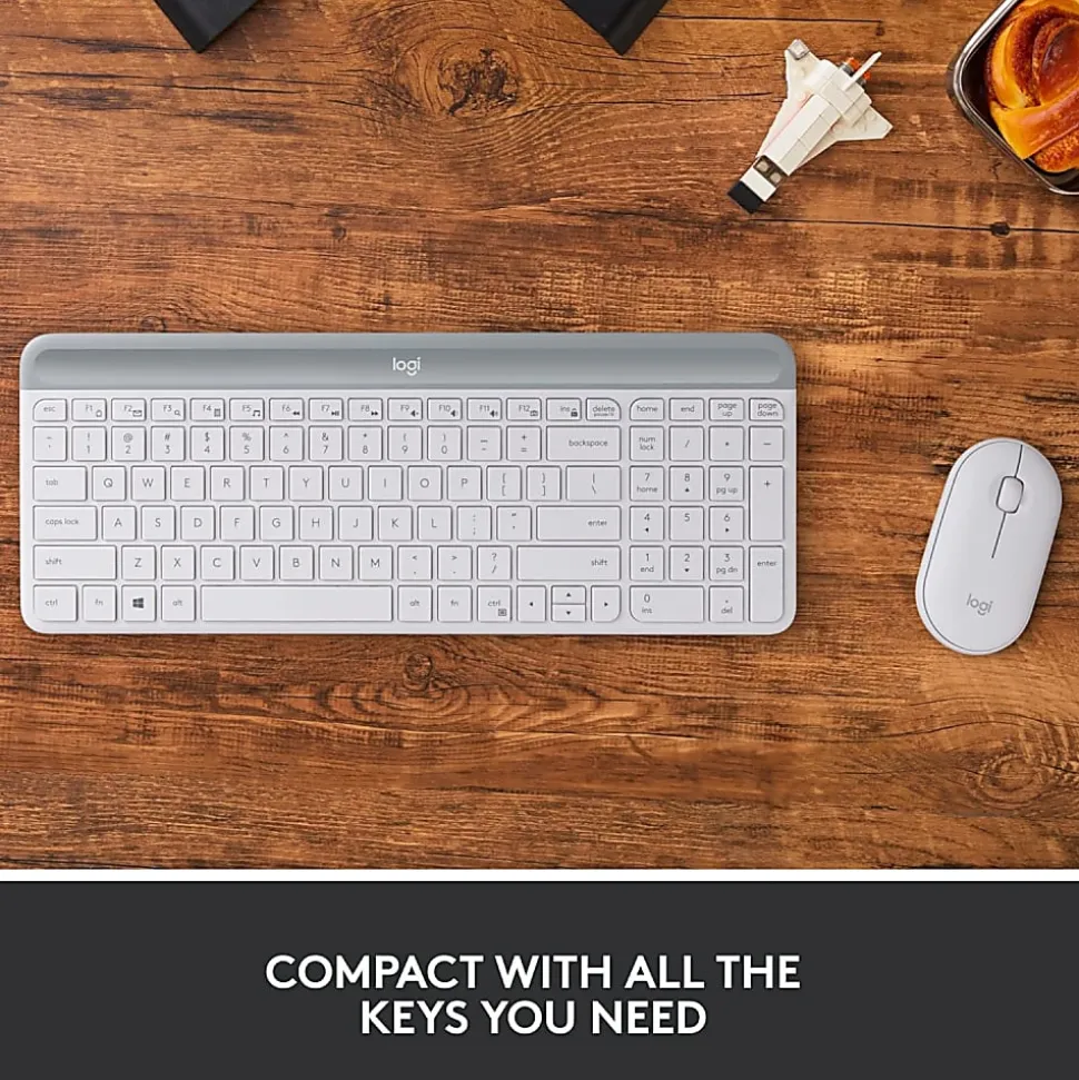 Logitech MK470 Slim Wireless Keyboard and Mouse Combo - Modern Compact Layout, Ultra Quiet - Off White