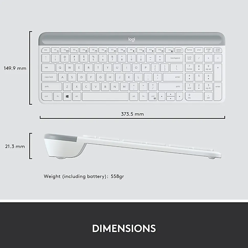 Logitech MK470 Slim Wireless Keyboard and Mouse Combo - Modern Compact Layout, Ultra Quiet - Off White