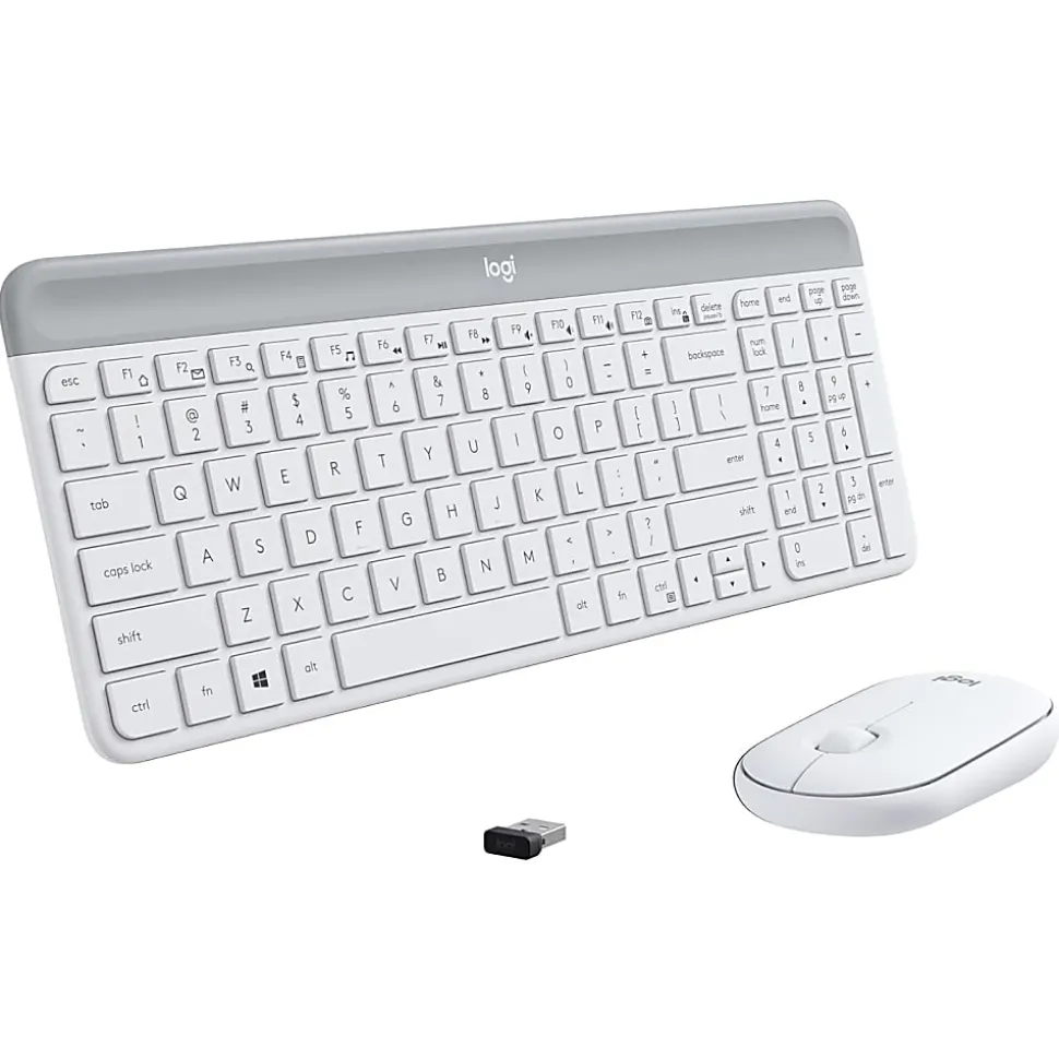 Logitech MK470 Slim Wireless Keyboard and Mouse Combo - Modern Compact Layout, Ultra Quiet - Off White