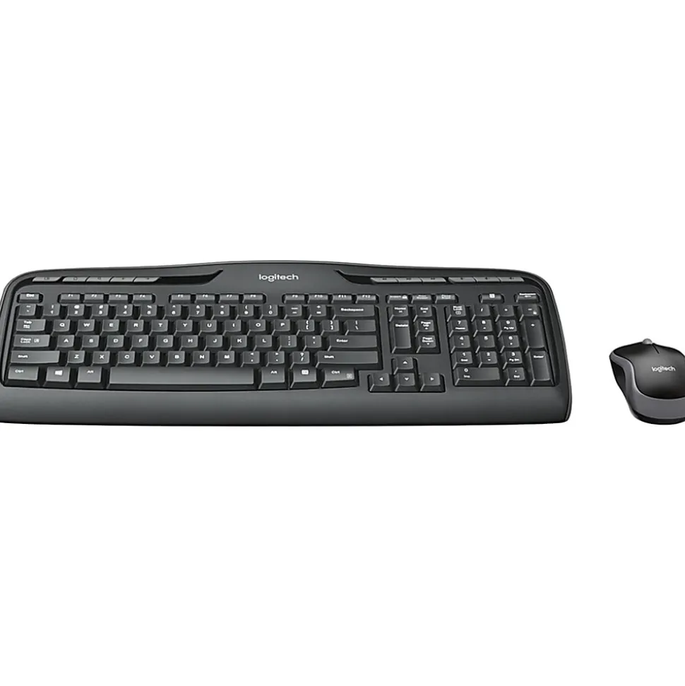 Logitech®MK320 Wireless Straight Full-Size Keyboard & Ambidextrous Optical Mouse, Black
