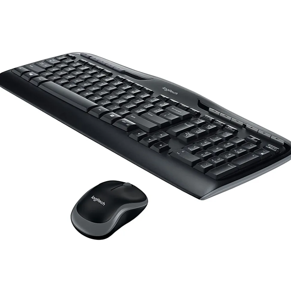 Logitech®MK320 Wireless Straight Full-Size Keyboard & Ambidextrous Optical Mouse, Black