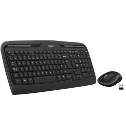 Logitech®MK320 Wireless Straight Full-Size Keyboard & Ambidextrous Optical Mouse, Black