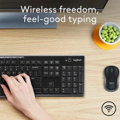 Logitech® MK270 Wireless Straight Full-Size Keyboard & Mouse, Black