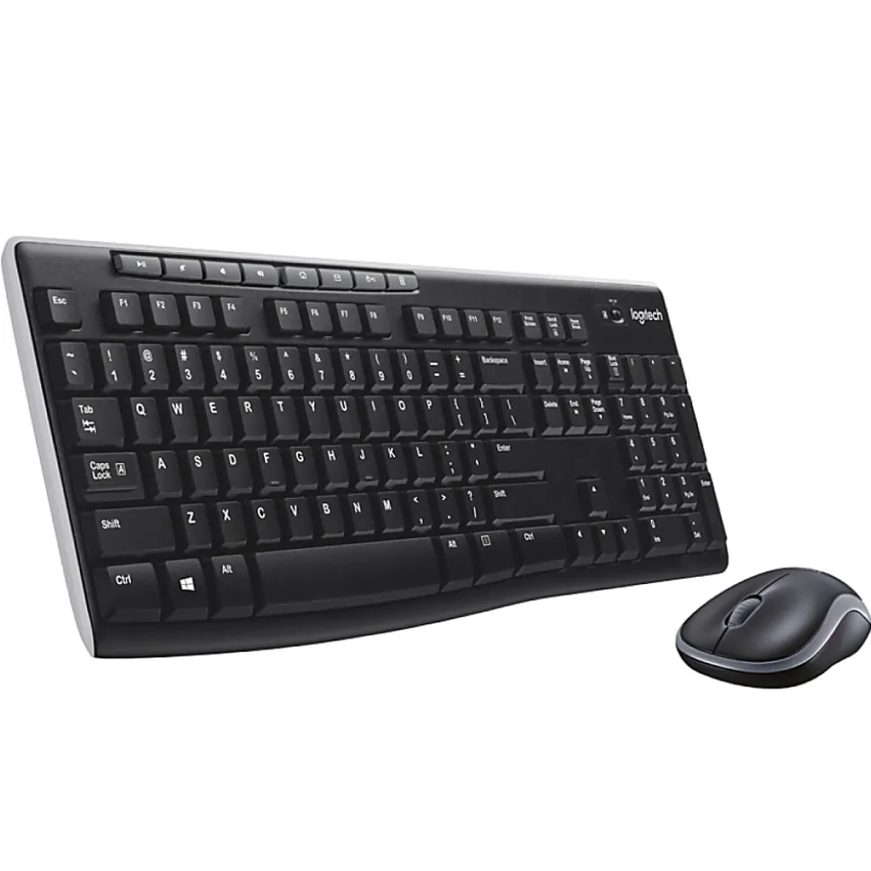 Logitech® MK270 Wireless Straight Full-Size Keyboard & Mouse, Black