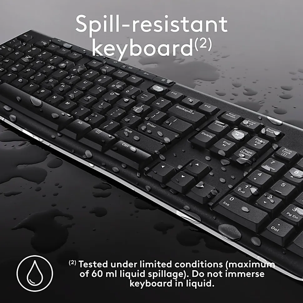 Logitech® MK270 Wireless Straight Full-Size Keyboard & Mouse, Black