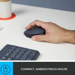 Logitech® MK235 Wireless Straight Full-Size Keyboard & Ambidextrous Optical Mouse, Black