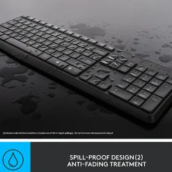 Logitech® MK235 Wireless Straight Full-Size Keyboard & Ambidextrous Optical Mouse, Black