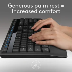 Logitech® MK345 Wireless Straight Full Size Keyboard & Right-Handed Optical Mouse, Black