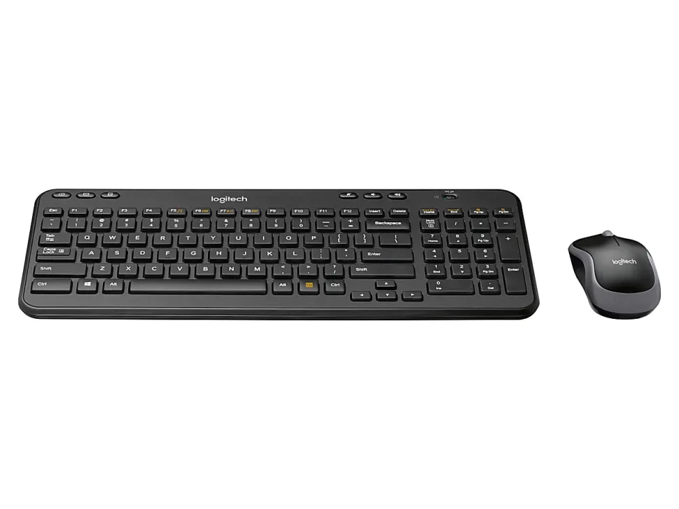 Logitech® MK360 Wireless Straight Full-Size Keyboard & Ambidextrous Optical Mouse, Black
