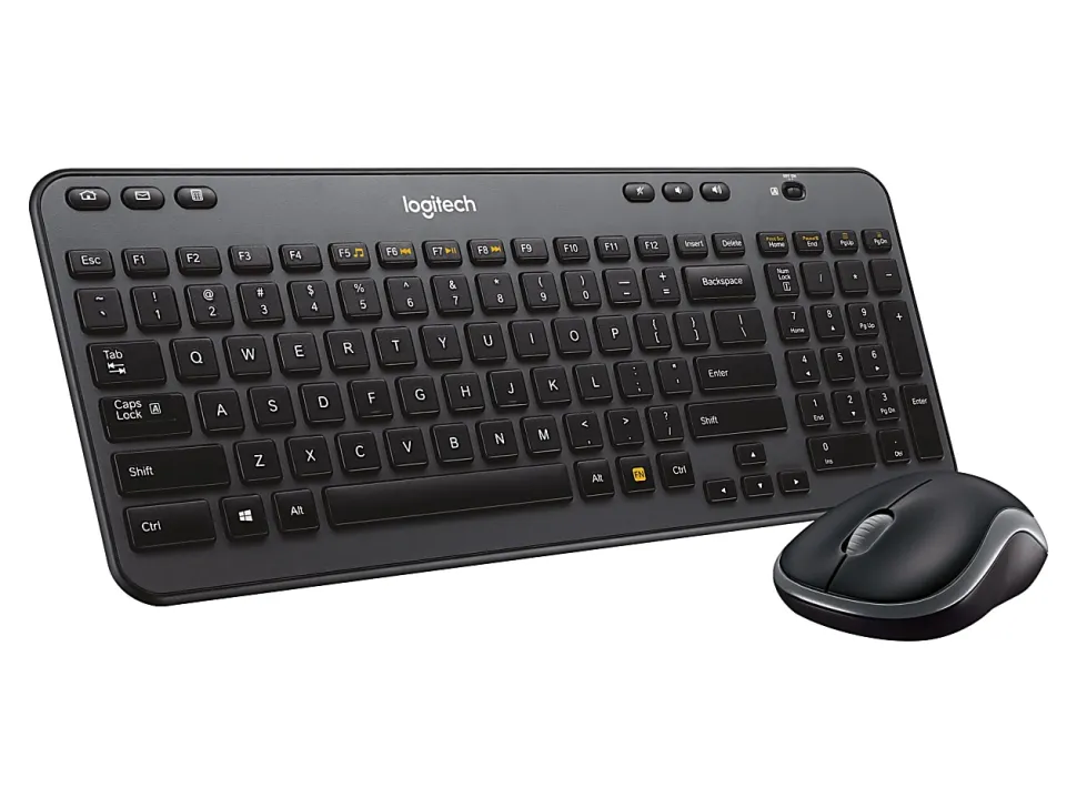Logitech® MK360 Wireless Straight Full-Size Keyboard & Ambidextrous Optical Mouse, Black
