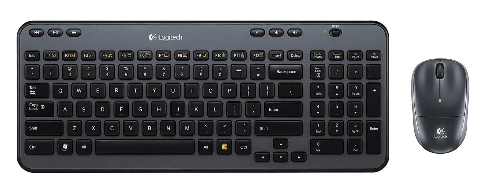 Logitech® MK360 Wireless Straight Full-Size Keyboard & Ambidextrous Optical Mouse, Black