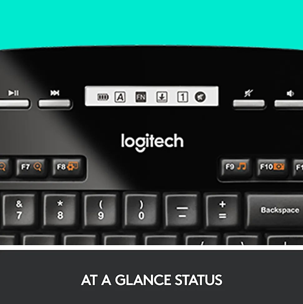 Logitech® MK710 Wireless Straight Full Size Keyboard & Right-Handed Optical Mouse, Black