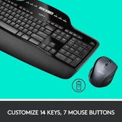 Logitech® MK710 Wireless Straight Full Size Keyboard & Right-Handed Optical Mouse, Black