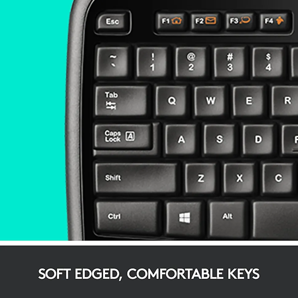 Logitech® MK710 Wireless Straight Full Size Keyboard & Right-Handed Optical Mouse, Black