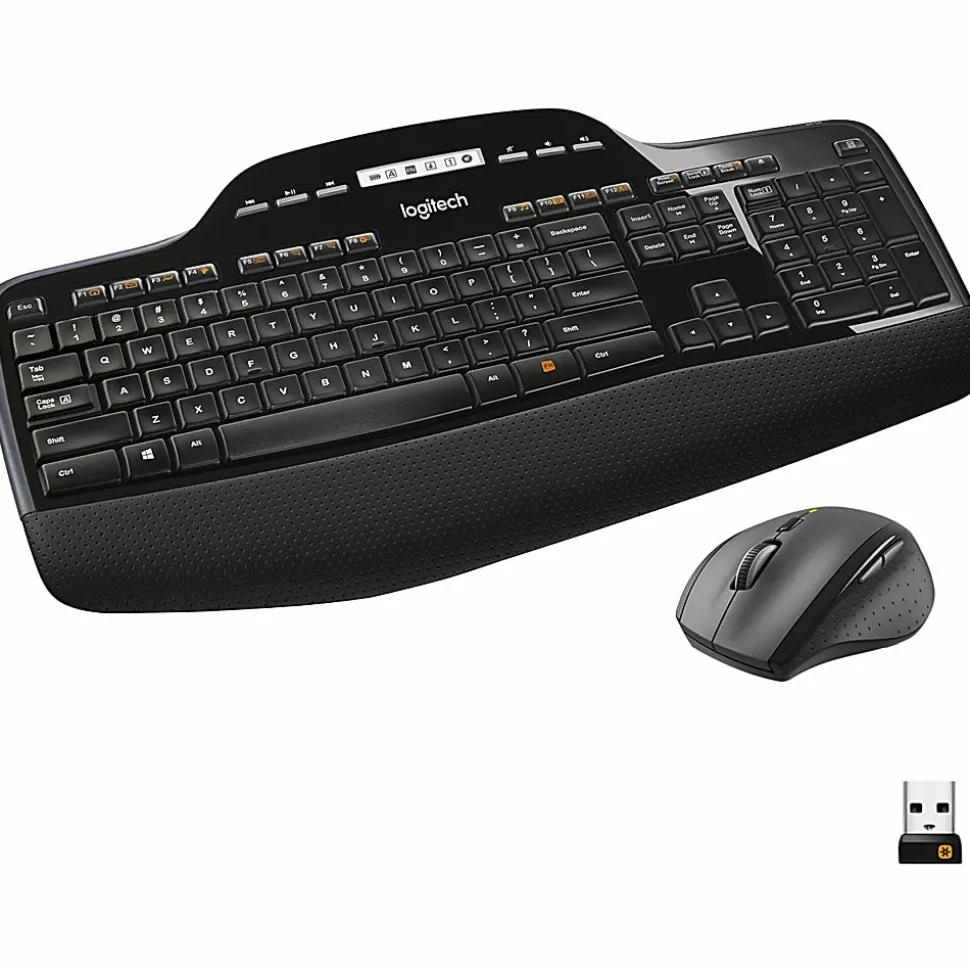 Logitech® MK710 Wireless Straight Full Size Keyboard & Right-Handed Optical Mouse, Black