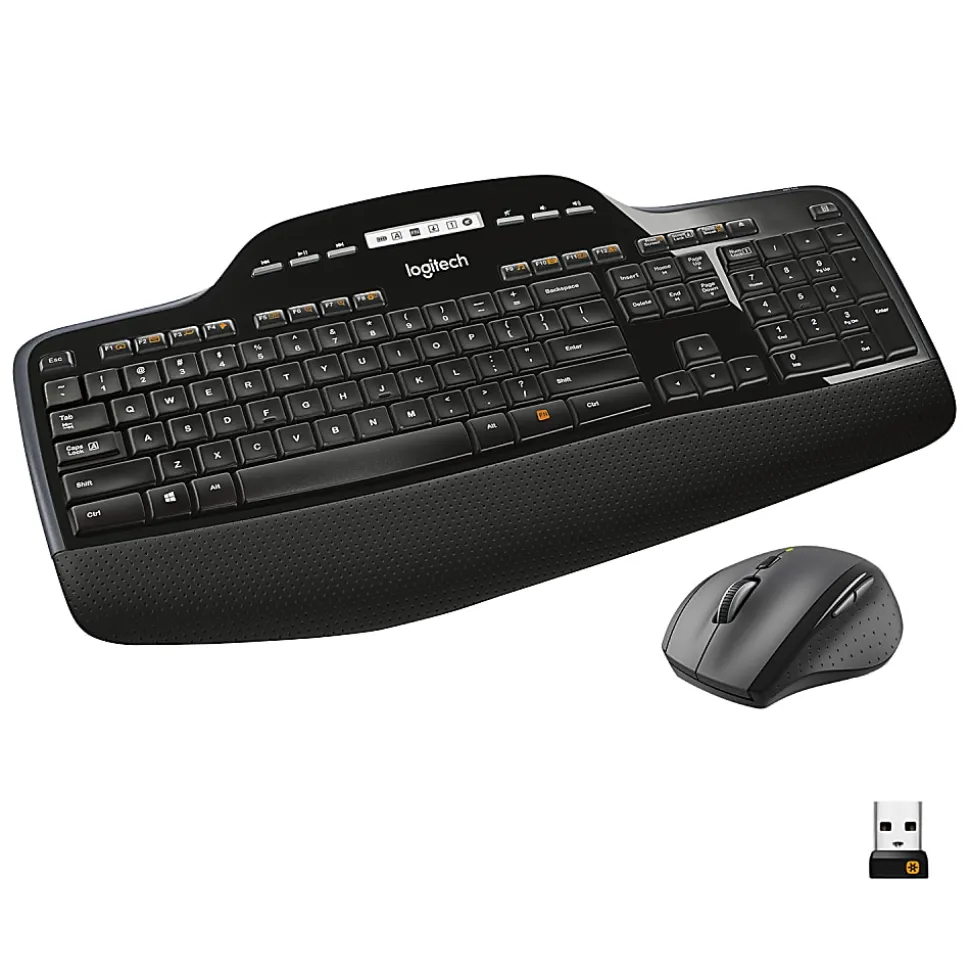 Logitech® MK710 Wireless Straight Full Size Keyboard & Right-Handed Optical Mouse, Black