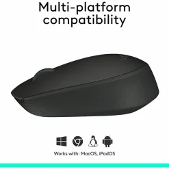 Logitech M170 Mouse - Optical - Wireless - Radio Frequency - Black - USB - Scroll Wheel - 2 Button(s) - Symmetrical