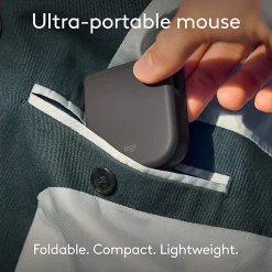 Logitech Mobi Fold Ultra-Portable Travel Mouse, For Windows PC, Mac, Chromebook, Android, iPad, Graphite, 910007601