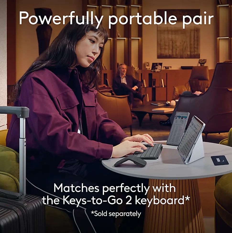 Logitech Mobi Fold Ultra-Portable Travel Mouse, For Windows PC, Mac, Chromebook, Android, iPad, Graphite, 910007601