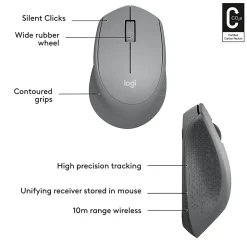 Logitech® M330 Silent Plus Wireless Mouse, Silver