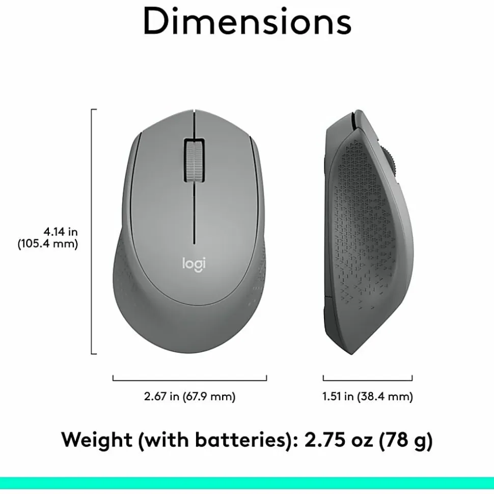 Logitech® M330 Silent Plus Wireless Mouse, Silver
