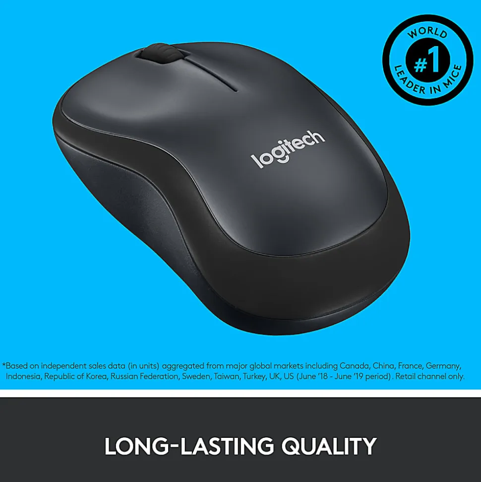 Logitech® M220 Silent Wireless Mouse, Graphite, 910-006127