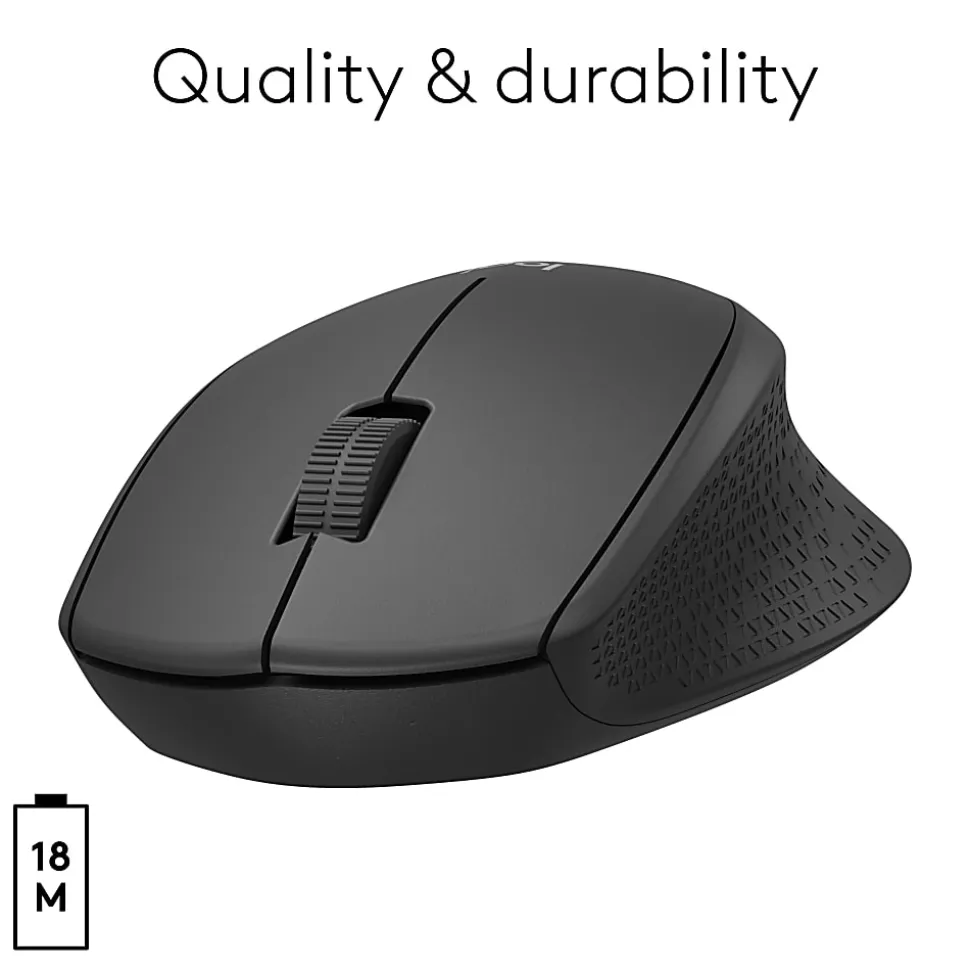 Logitech M330 SILENT Wireless Mouse, 2.4GHz with USB Nano Receiver, 1000 DPI Optical Tracking, Black