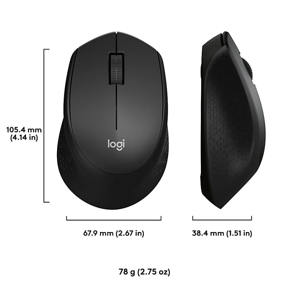 Logitech M330 SILENT Wireless Mouse, 2.4GHz with USB Nano Receiver, 1000 DPI Optical Tracking, Black