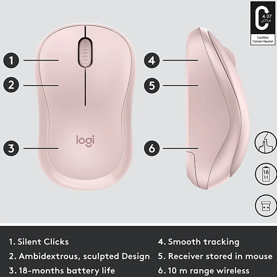 Logitech® M220 SILENT Wireless Mouse, Rose