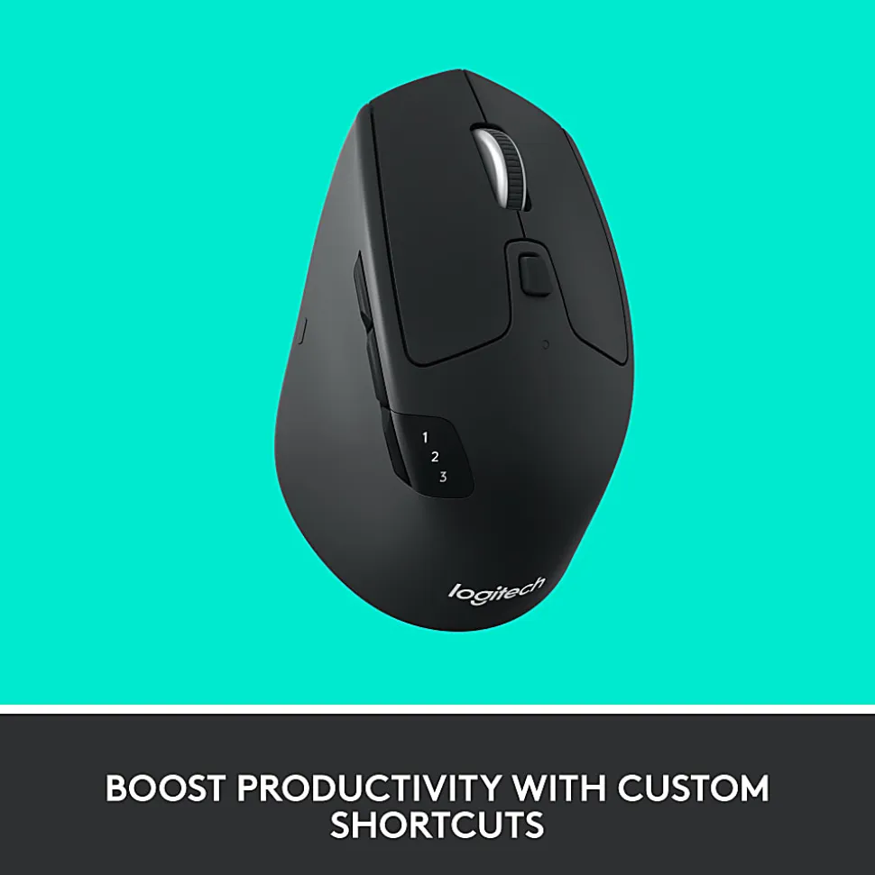 Logitech® M720 Triathlon Multi-Device Wireless Mouse, Black/Gray, 910-004790