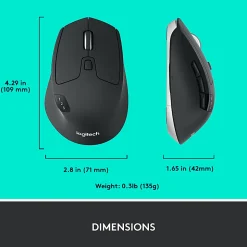 Logitech® M720 Triathlon Multi-Device Wireless Mouse, Black/Gray, 910-004790