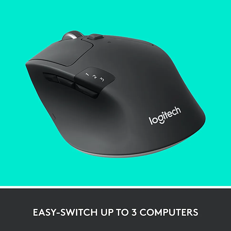 Logitech® M720 Triathlon Multi-Device Wireless Mouse, Black/Gray, 910-004790