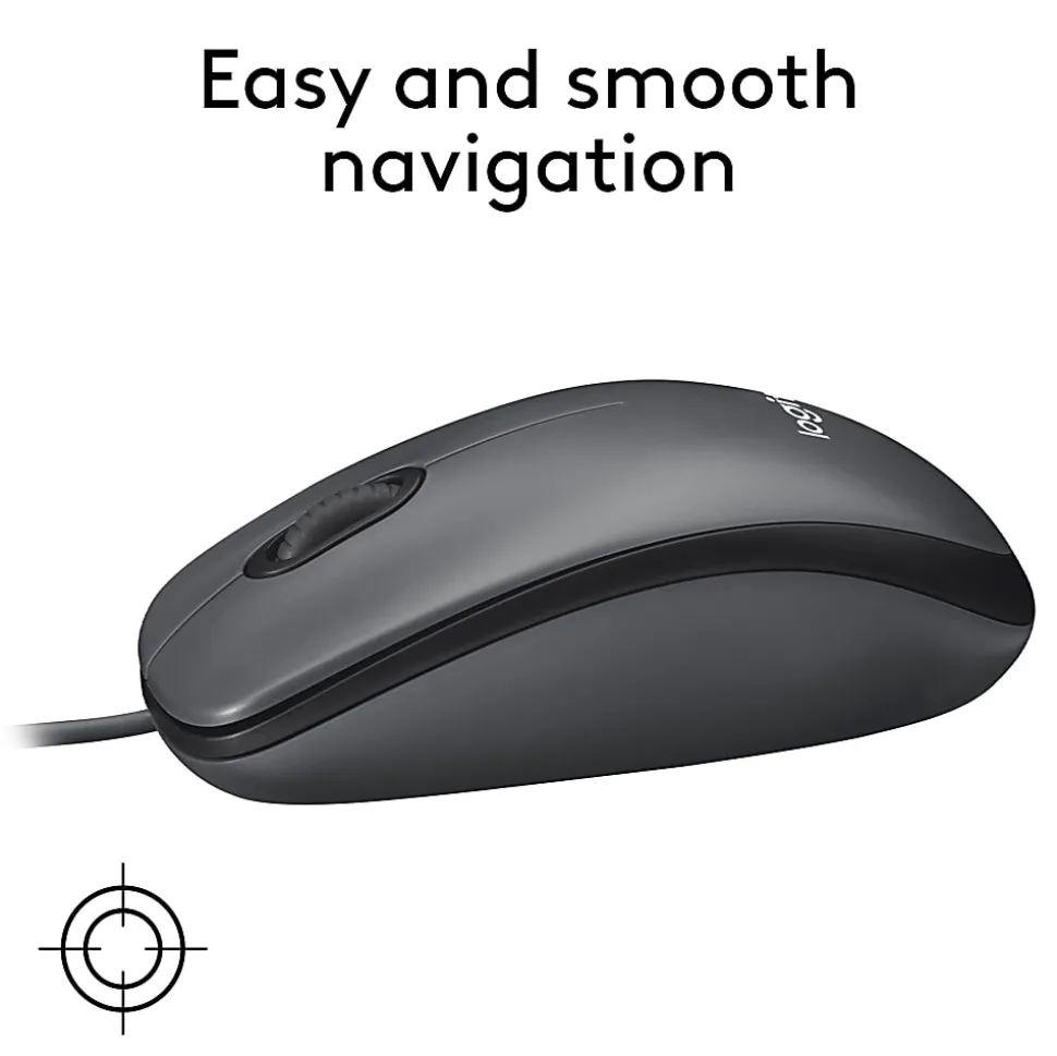 Logitech M100 Wired USB Mouse, Gray