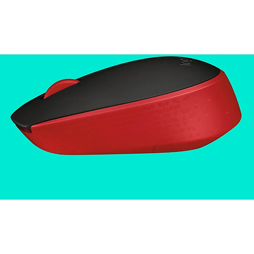 Logitech M170 Wireless Compact Mouse (Red) - Optical - Wireless - Radio Frequency - 2.40 GHz - Red - USB - 910004941