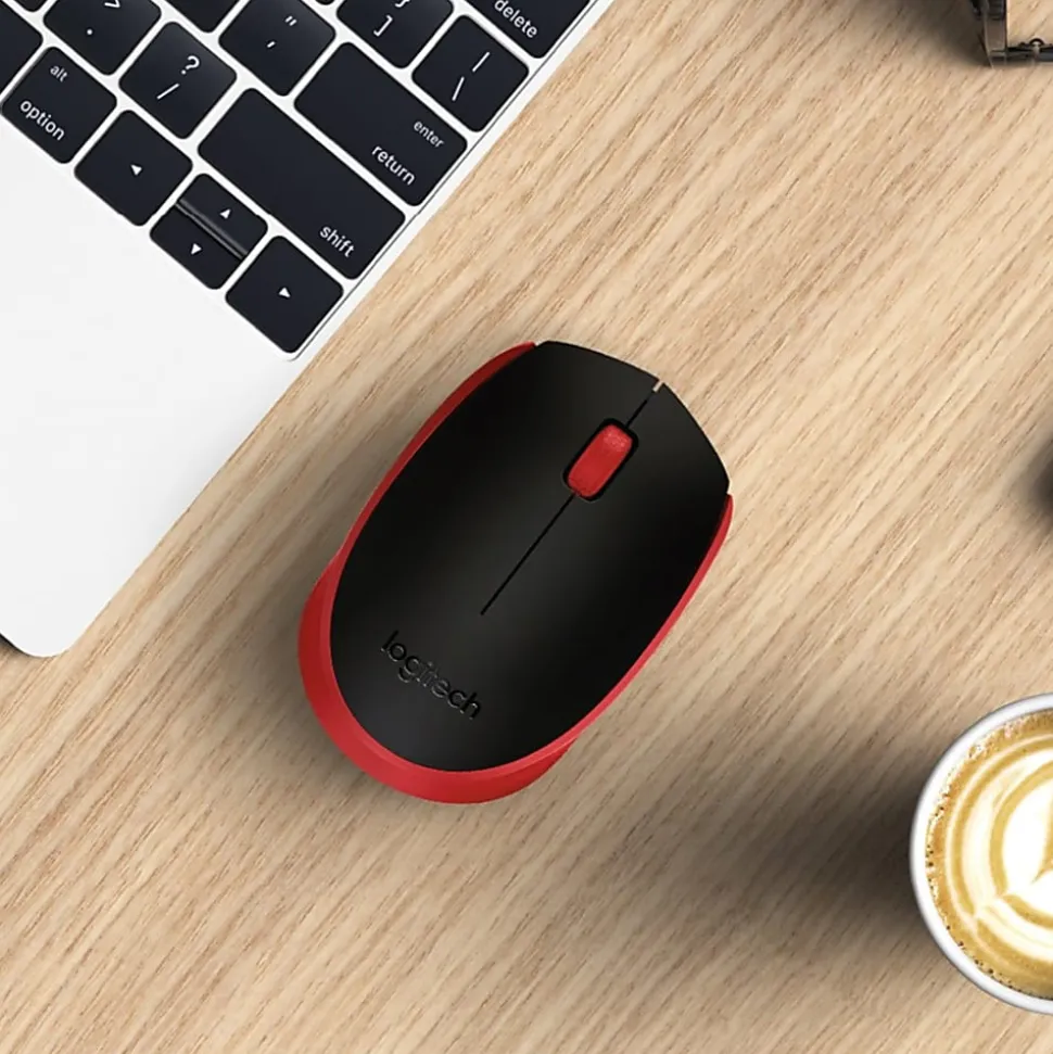Logitech M170 Wireless Compact Mouse (Red) - Optical - Wireless - Radio Frequency - 2.40 GHz - Red - USB - 910004941