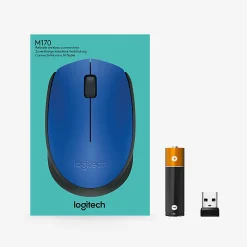 Logitech M170 Wireless Mouse - Optical - Wireless - Radio Frequency - Blue - USB 2.0 - 1000 dpi - Scroll Wheel - Symmetrical