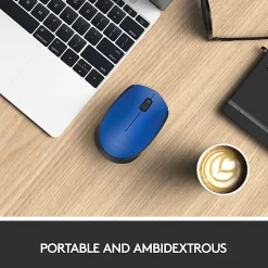 Logitech M170 Wireless Mouse - Optical - Wireless - Radio Frequency - Blue - USB 2.0 - 1000 dpi - Scroll Wheel - Symmetrical