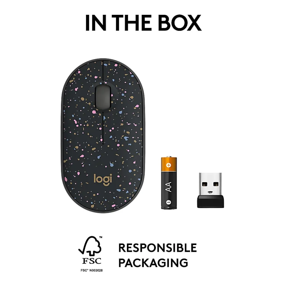 Logitech M340 Wireless Mouse with Limited Edition, USB Receiver and Silent Clicks, Portable Wireless Mouse, Speckles