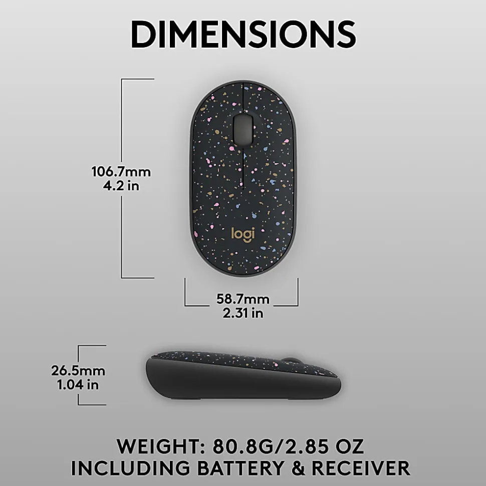 Logitech M340 Wireless Mouse with Limited Edition, USB Receiver and Silent Clicks, Portable Wireless Mouse, Speckles