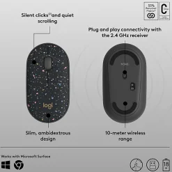 Logitech M340 Wireless Mouse with Limited Edition, USB Receiver and Silent Clicks, Portable Wireless Mouse, Speckles