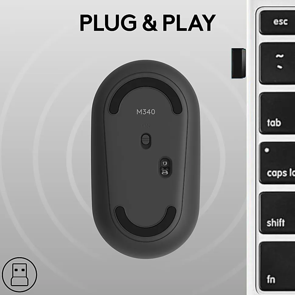 Logitech M340 Wireless Mouse with Limited Edition, USB Receiver and Silent Clicks, Portable Wireless Mouse, Speckles