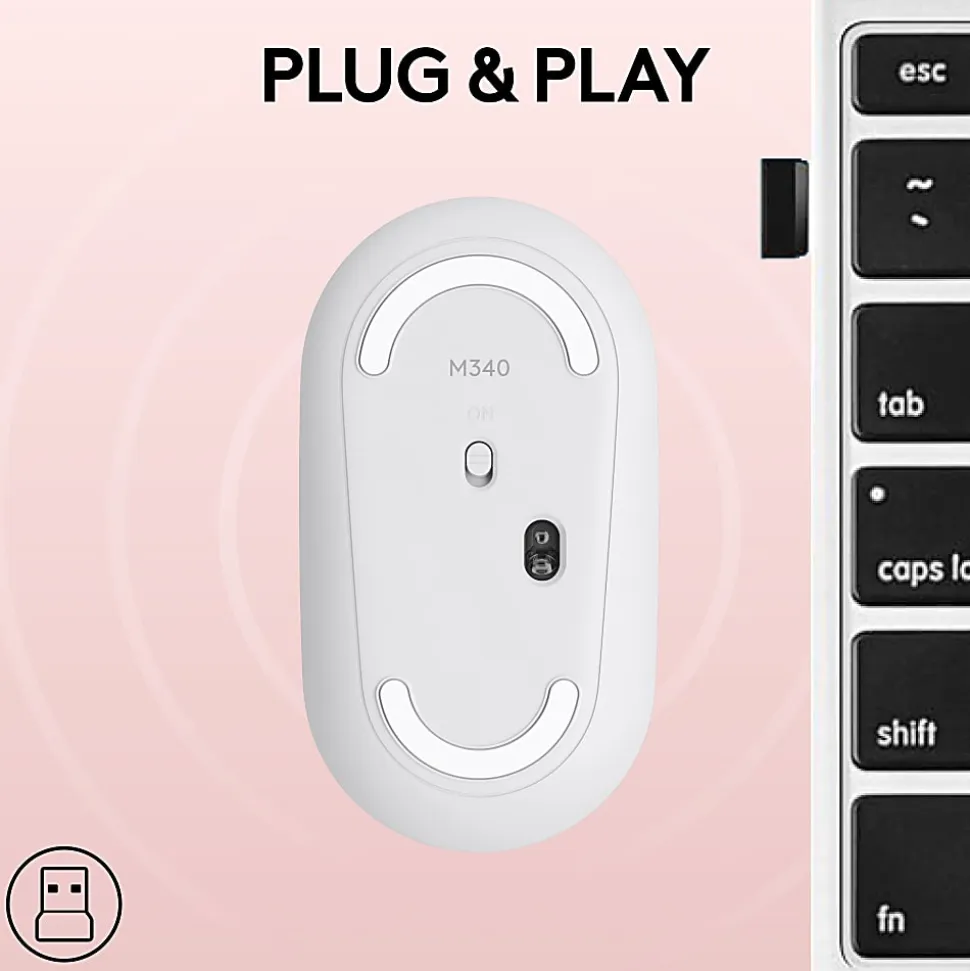Logitech M340 Wireless Mouse with Limited Edition, USB Receiver and Silent Clicks, Portable Wireless Mouse - 910007280