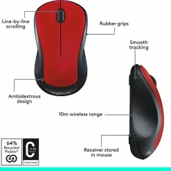 Logitech® M310 Wireless Optical Mouse, Red
