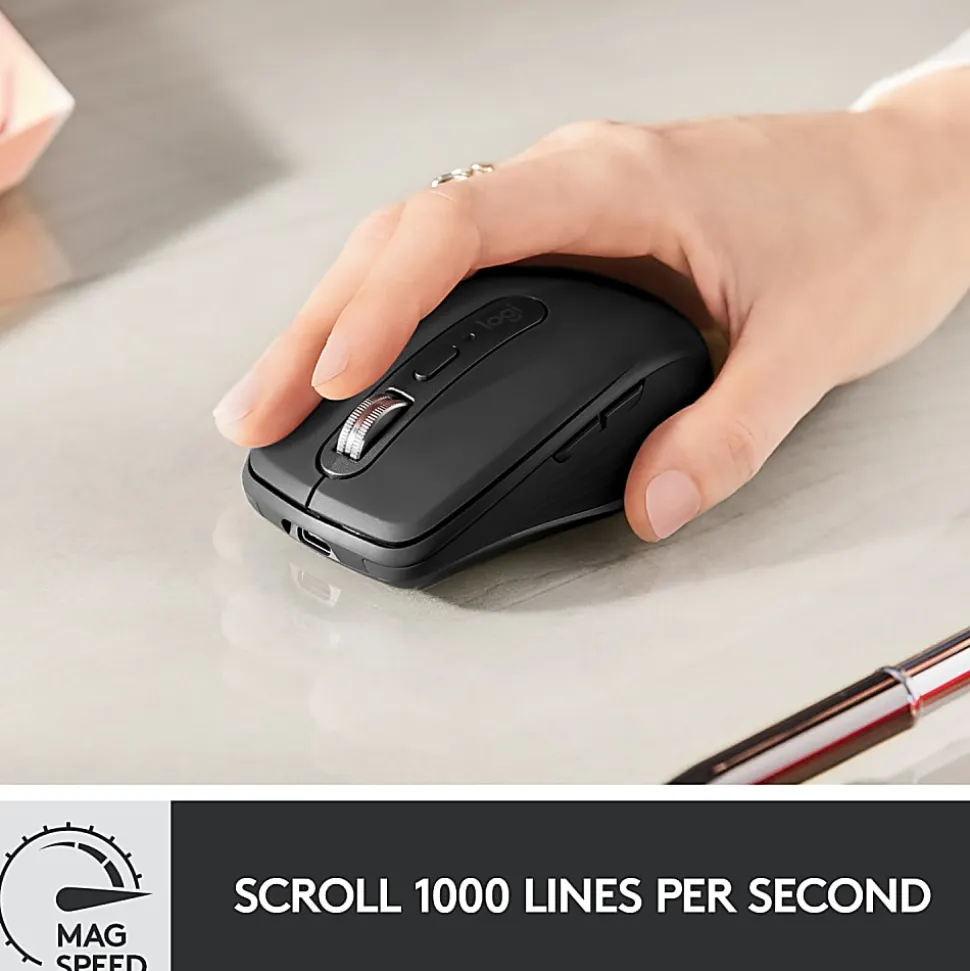 Logitech MX Anywhere 3 Compact Performance Mouse, Wireless, Comfort, Fast Scrolling, Any Surface, Portable, 4000DPI, Customizable Buttons, US