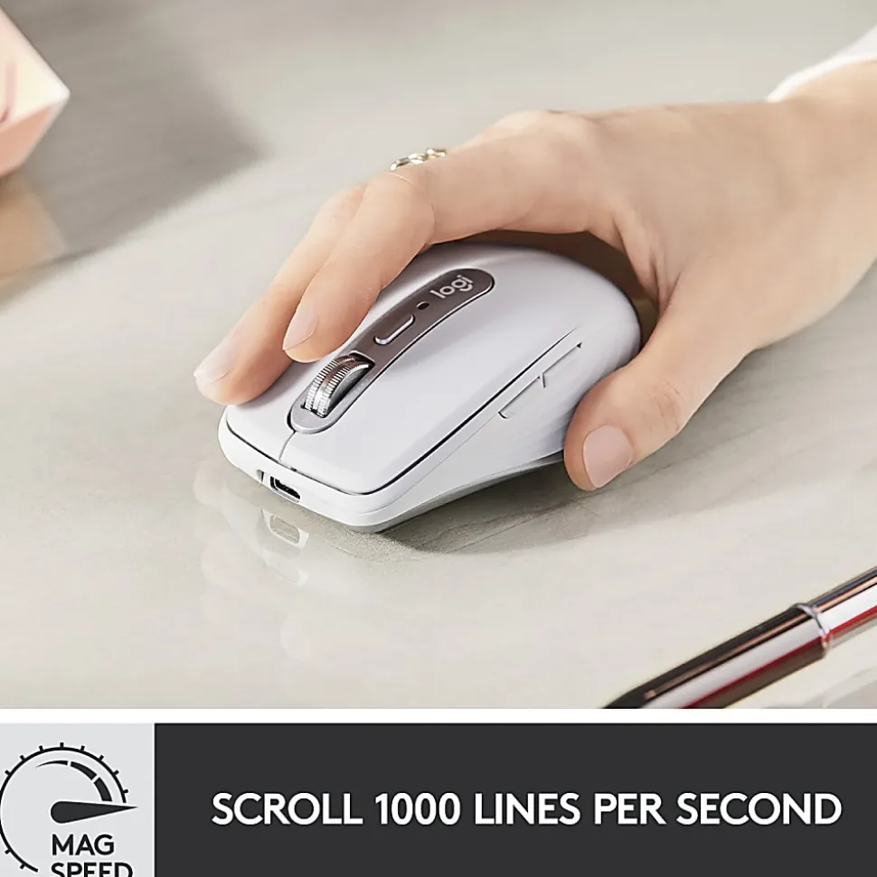 Logitech MX Anywhere 3 Compact Performance Wireless Mouse with Customizable Buttons, Pale Gray
