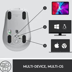 Logitech MX Anywhere 3 Compact Performance Wireless Mouse with Customizable Buttons, Pale Gray